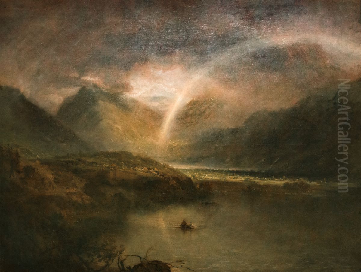 Buttermere Lake, with Park of Cromackwater, Cumberland, a Shower Oil Painting by J. M. W. Turner