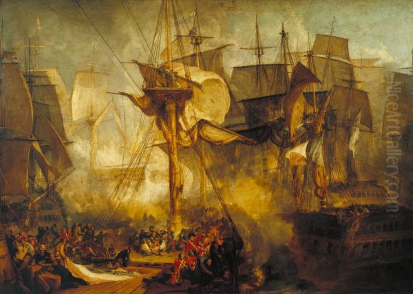 The Battle of Trafalgar (1806) Oil Painting by J. M. W. Turner