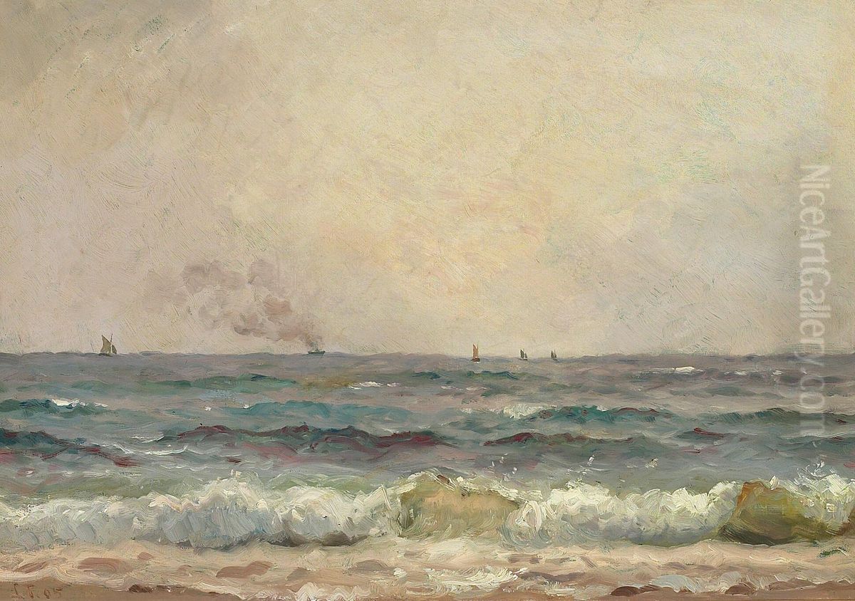 Fishing boats near Skagen. Oil Painting by Laurits Tuxen