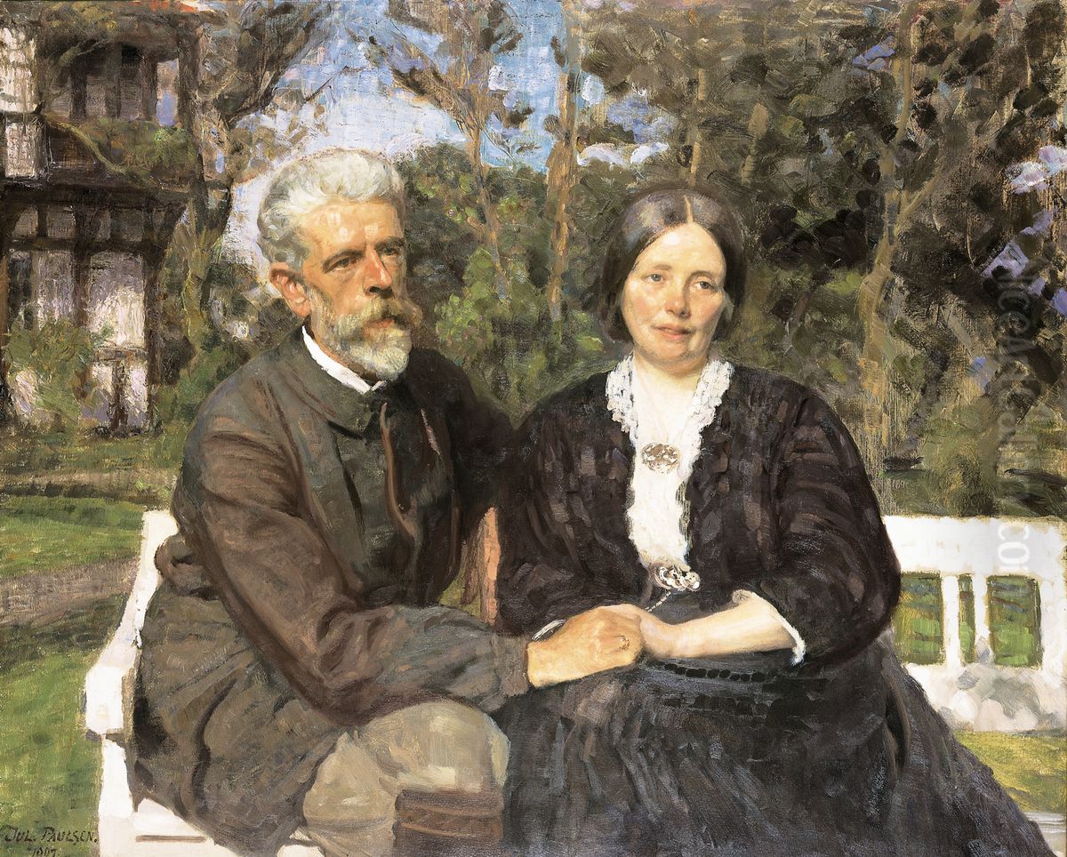 Double portrait Oil Painting by Julius Paulsen