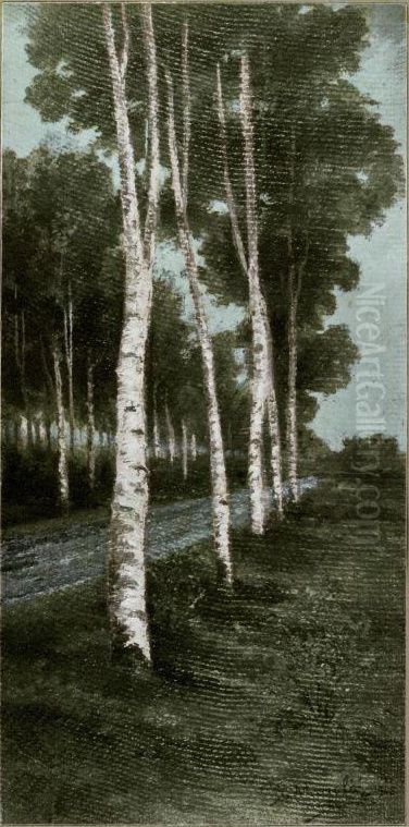 Brezov drevored v Crrni vasi Oil Painting by Srecko Magolic Brezov drevored v Crrni vasi Oil Painting by Srecko Magolic