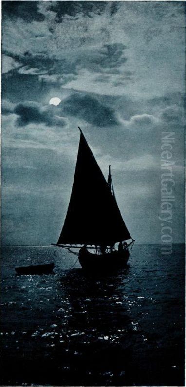 Noc na morju Oil Painting by Srecko Magolic Noc na morju Oil Painting by Srecko Magolic