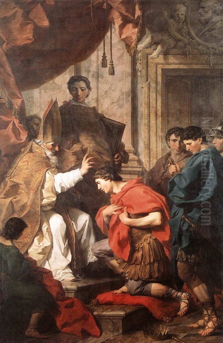 St Ambrose Absolving Theodosius Oil Painting by Pierre Subleyras