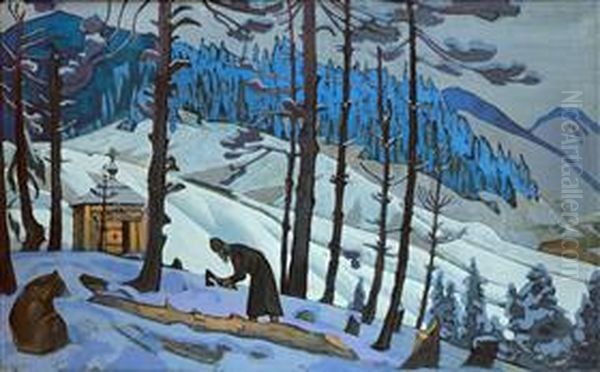 St Sergius the Builder Oil Painting by Nicholas Roerich