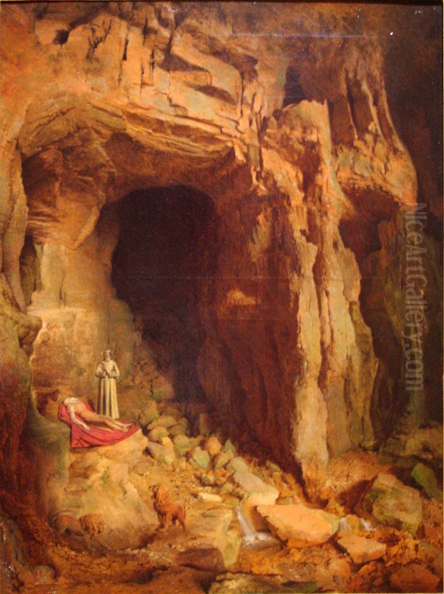 Mort de saint Paul ermite Oil Painting by Francois Fleury-Richard