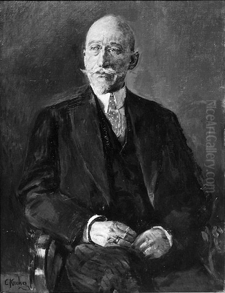 Hugo Wetlesen Oil Painting by Christian Krohg