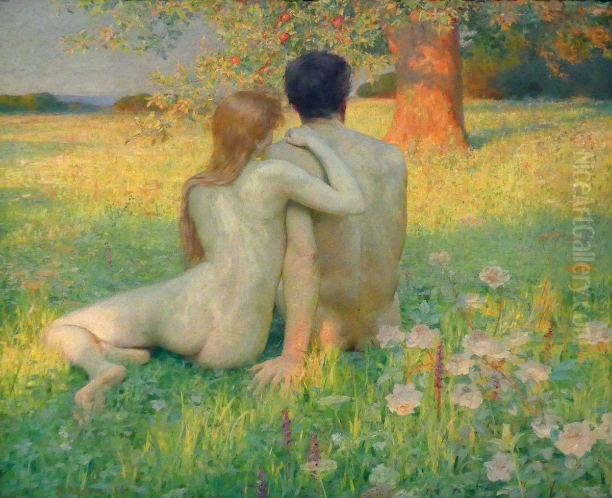 Adam and Eve Oil Painting by Max Pietschmann
