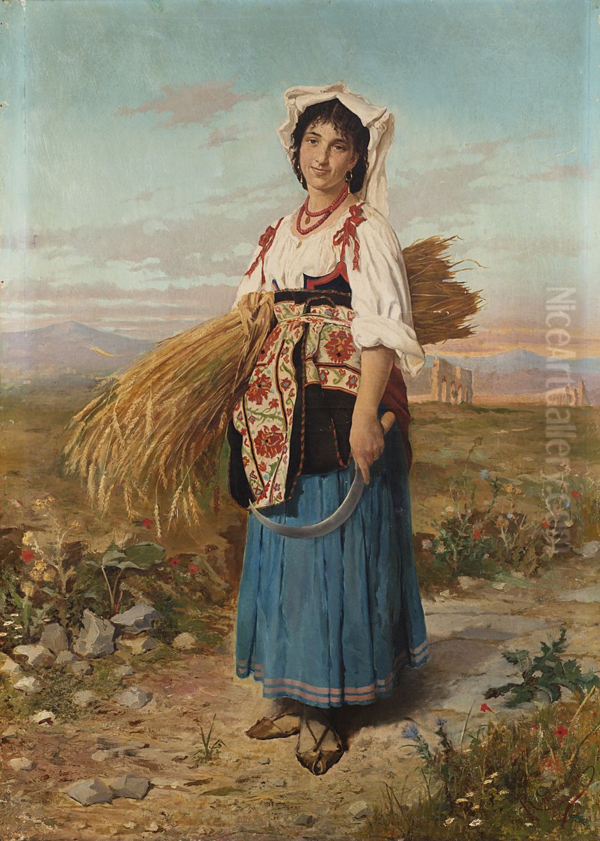 Peasant woman from Ciociaria Oil Painting by Carlo Randanini