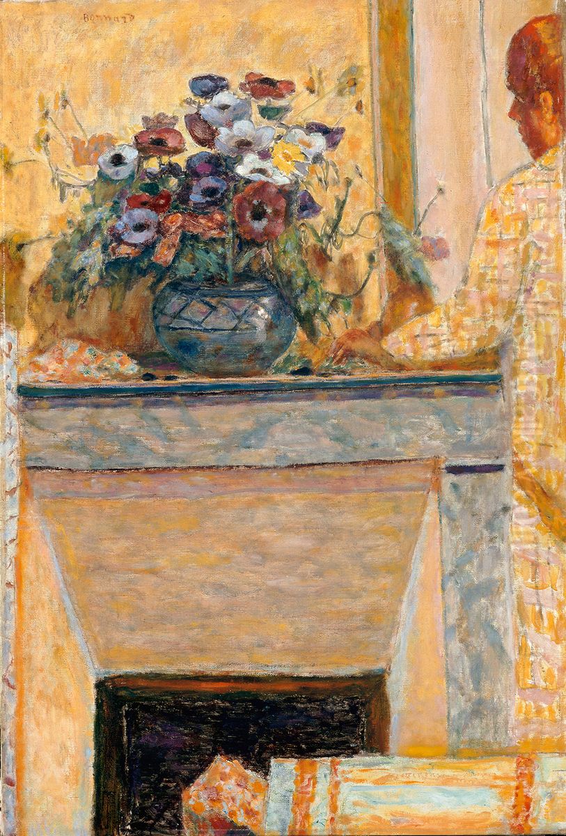 Fleurs sur une cheminee au Canet Oil Painting by Pierre Bonnard