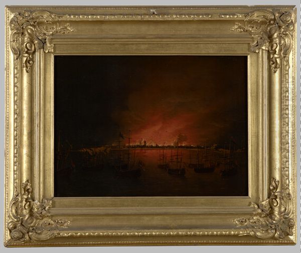 Het bombardement van Dieppe Oil Painting by Ludolf Backhuysen II