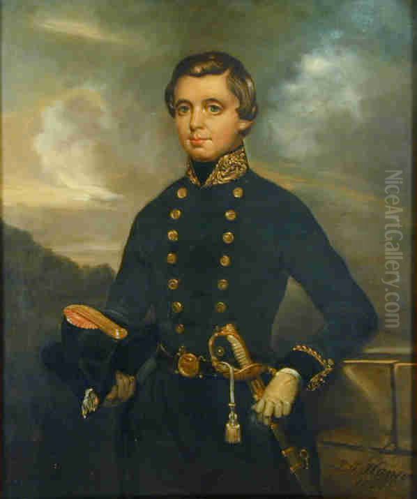 Een Nederlandse marineofficier Oil Painting by Lambertus Johannes Hansen