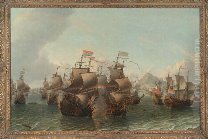 Zeeslag bij de Etna, 22 april 1676 Oil Painting by Abraham Storck
