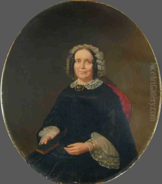 Portret van mevrouw Nelly de Rijk-IJsbrandts Oil Painting by Izaak Schouman