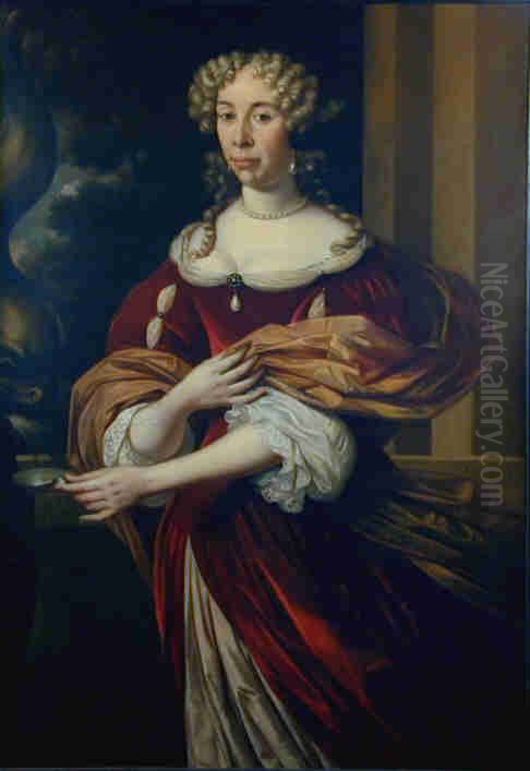 Portrait of Clara van der Zaan, wife of Cornelis van der Zaan Oil Painting by Jan van Neck