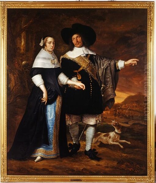 Portret van Willem van der Zaan en zijn echtgenote Agatha (Aechje) van der Eijck Oil Painting by Abraham Lambertsz van den Tempel
