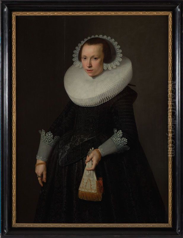 Portrait of Geertruid Overlander (1608-1634) Oil Painting by Nicolaes Eliaszoon Pickenoy