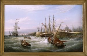 Scheepvaart op het IJ ter hoogte van de Westerdokssluis