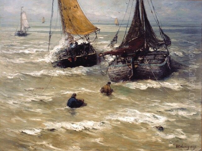 Ready to leave Oil Painting by Hendrik Willem Mesdag