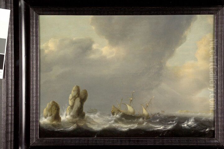 Schip op een stormachtige zee Oil Painting by Hendrick Staets