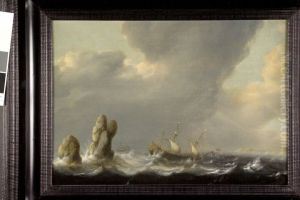 Schip op een stormachtige zee
