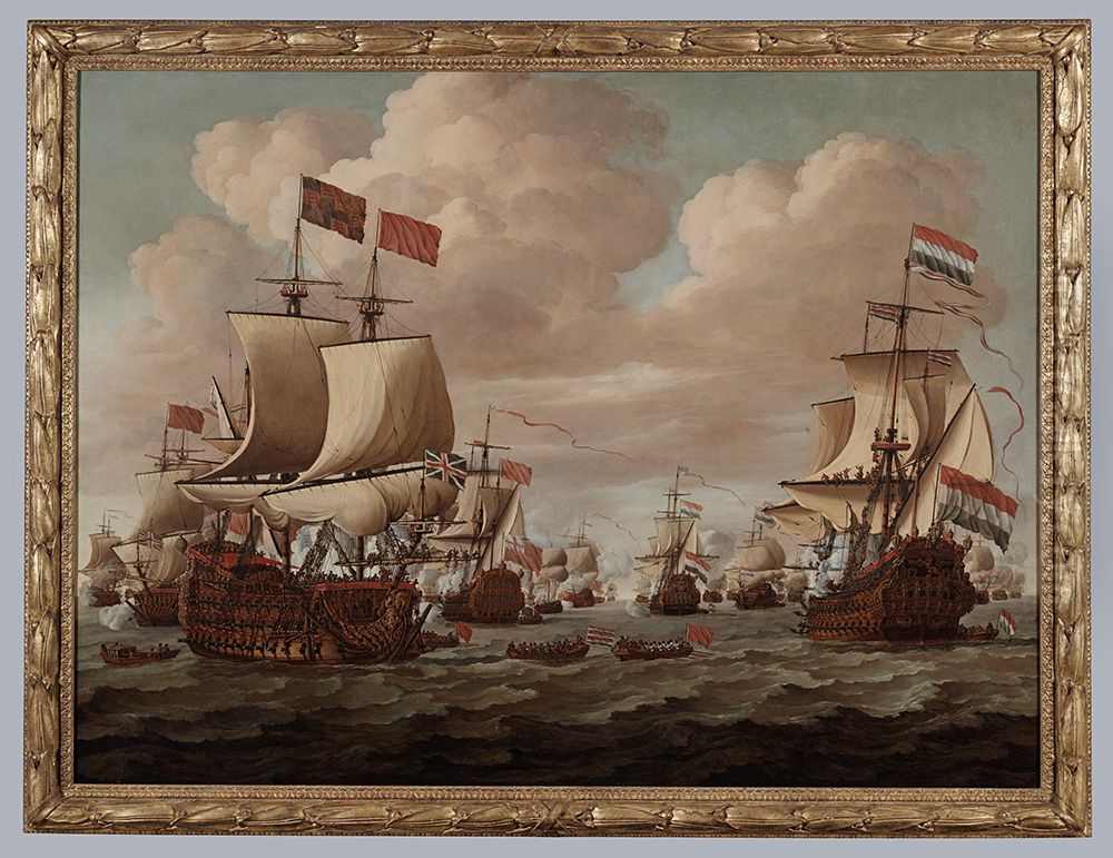 Ontmoeting tussen de Nederlandse en Engelse vloot met de Prince en de Gouden Leeuw Oil Painting by Willem van de Velde the Younger