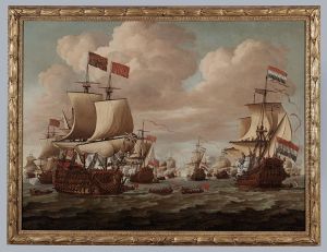 Ontmoeting tussen de Nederlandse en Engelse vloot met de Prince en de Gouden Leeuw