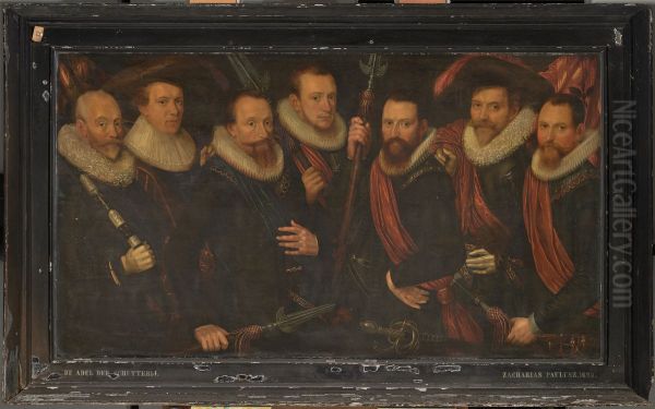 Officieren en vaandeldragers van de Oude Schutterij Oil Painting by Zacharias Paulusz