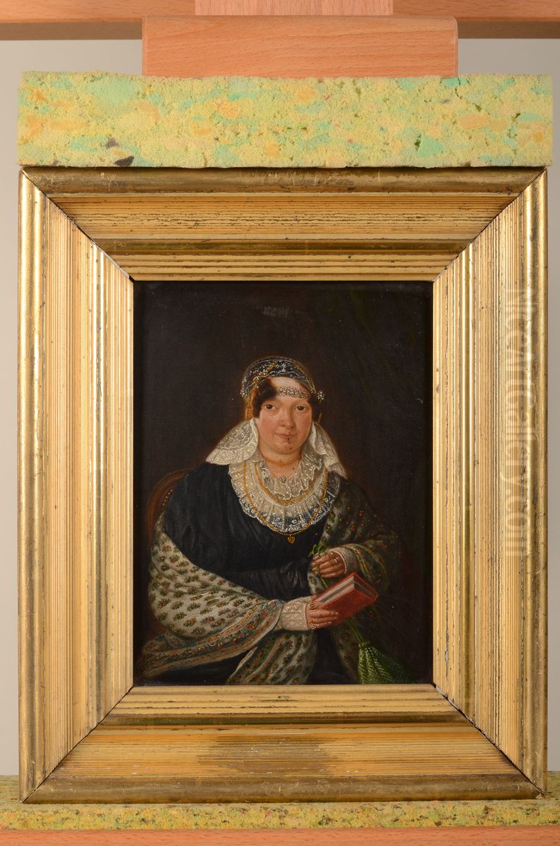 Portrait of Geertruida (Gertrudis) Bierlaag (1770-1846) Oil Painting by Johannes Petrus van Horstok