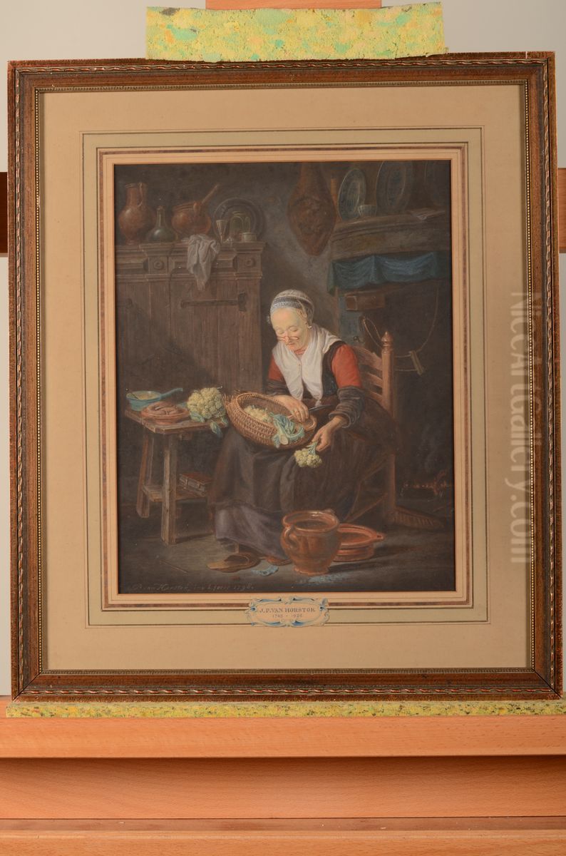 Interieur van een keuken Oil Painting by Johannes Petrus van Horstok