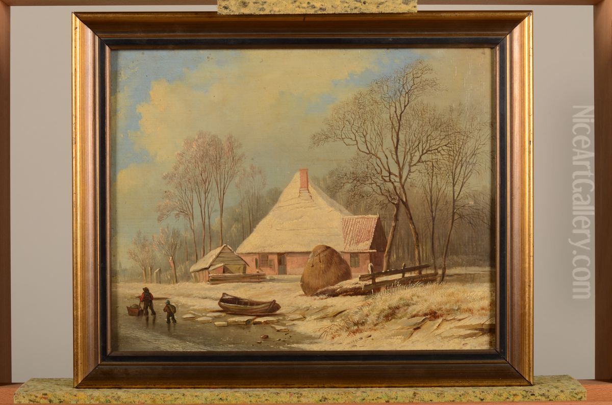 Winterlandschap Oil Painting by Pieter Plas