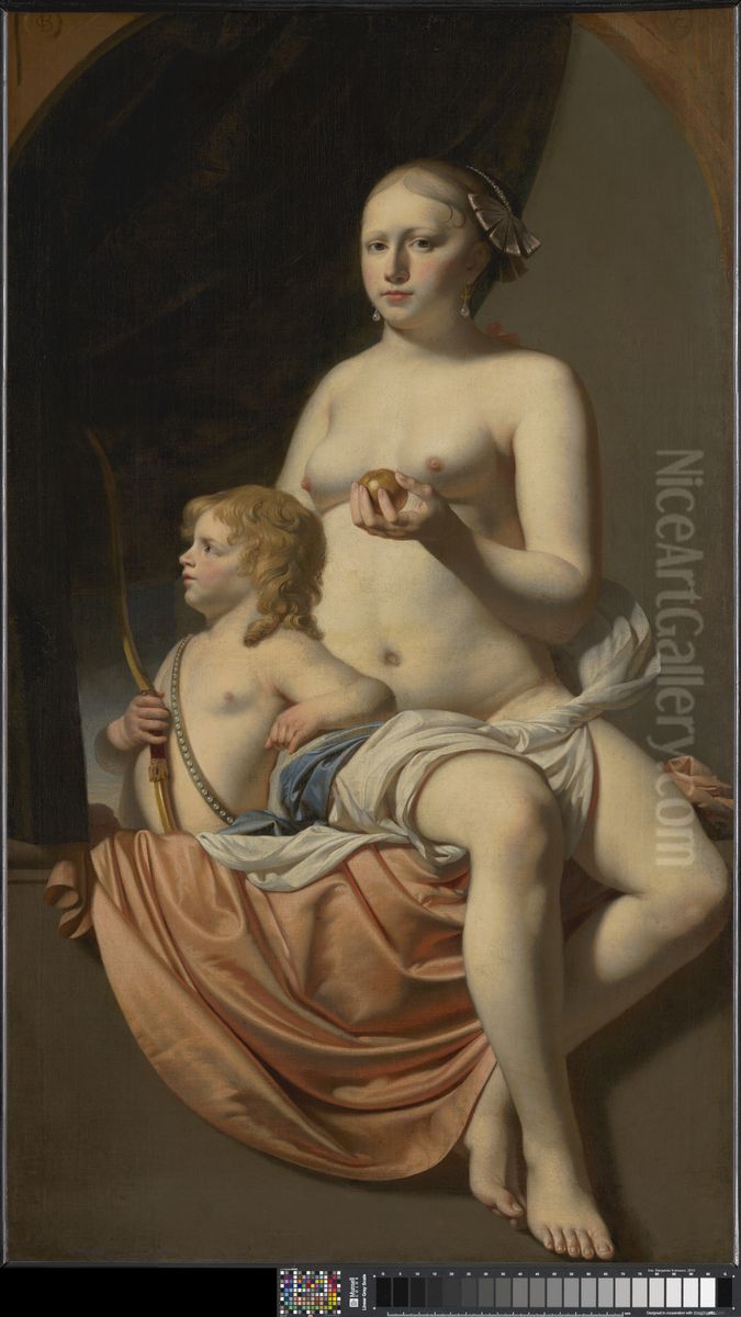 Venus and Cupid Oil Painting by Caesar Van Everdingen