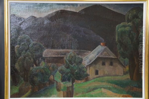 Boerderij in het Beierse Woud Oil Painting by Leo Gestel