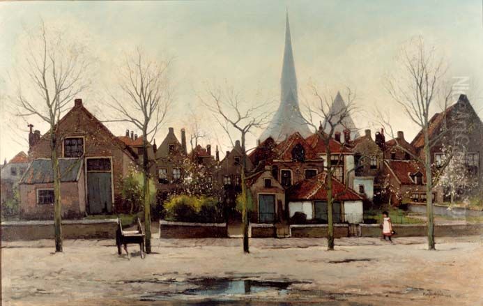 Achterzijde huizen aan de Smedenstraat, gezien vanaf Sijzenbaan Oil Painting by Paul Bodifee