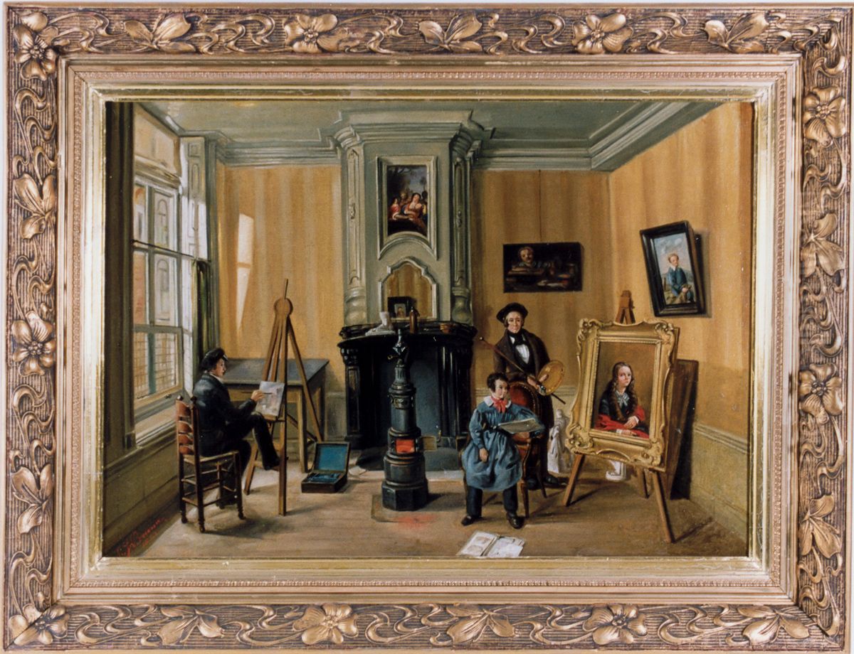 Studio of the painter J. Jansen Vredenburgh Oil Painting by Lambertus Johannes Bruna