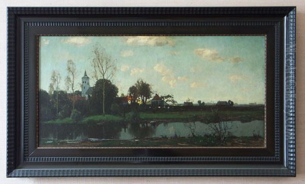 Dorpje en boerderij. Oil Painting by Paul Bodifee