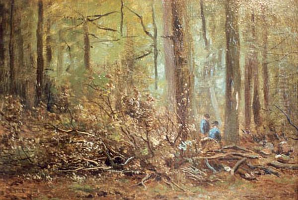 Herfstkap in het bos Oil Painting by Jan Hendrik Doeleman