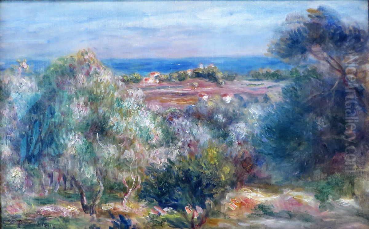 View of the Sea from Haut Cagnes Oil Painting by Pierre Auguste Renoir