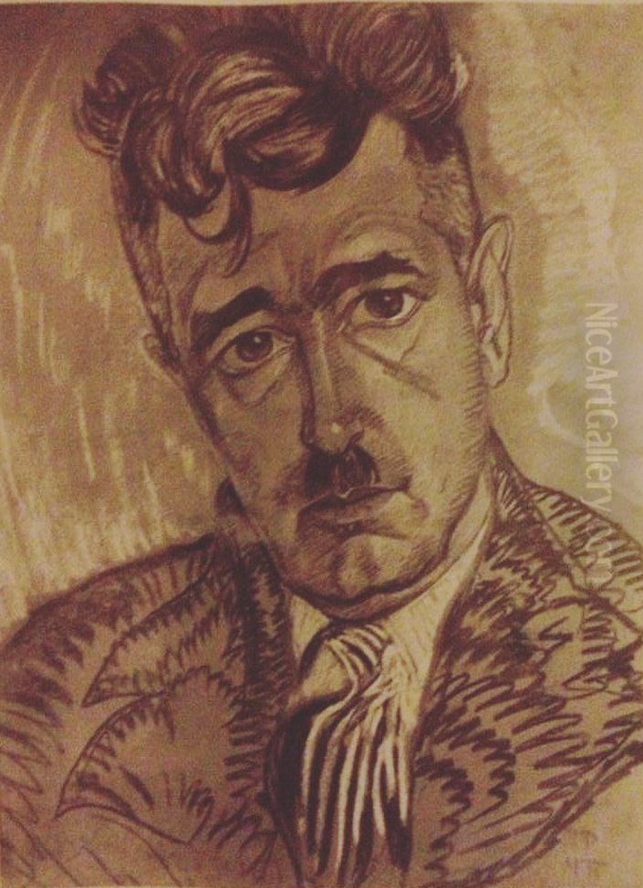 Portrait of Wlodzimierz Mikulowski Oil Painting by Stanislaw Ignacy Witkiewicz (Witkacy)