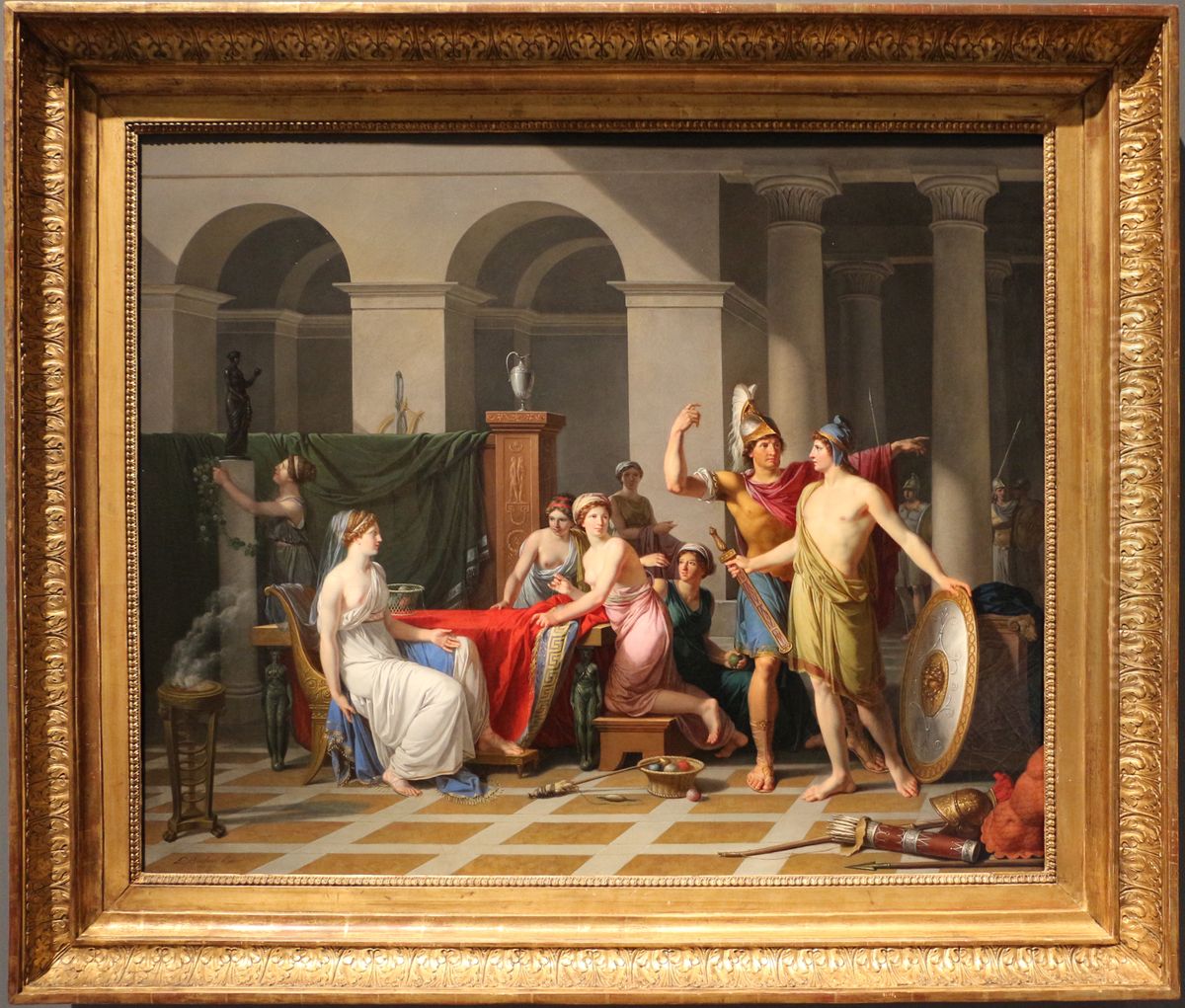 Helene et Paris Oil Painting by Jean-Jacques-Francois Le Barbier