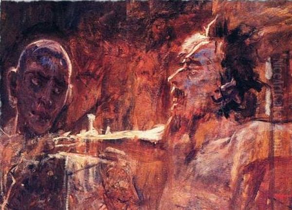 Christ and the Thief Oil Painting by Nikolai Ge