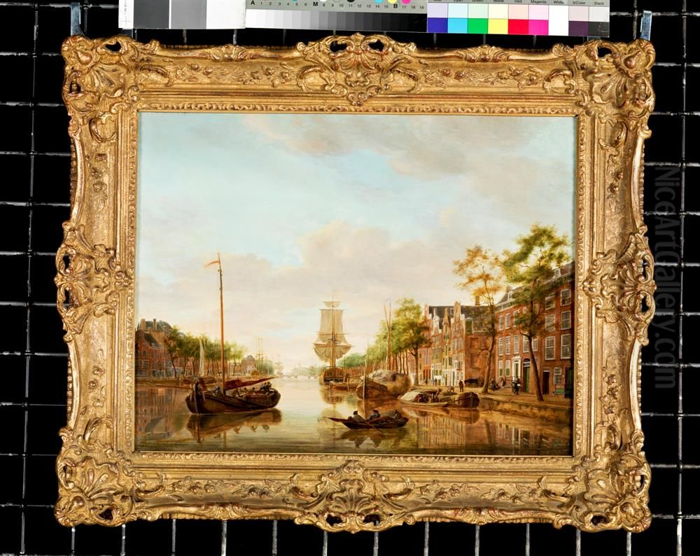 De Leuvehaven te Rotterdam Oil Painting by Gerrit Groenewegen