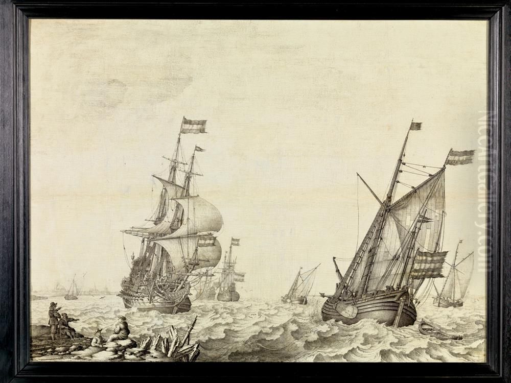 Riviergezicht Oil Painting by Willem van de, the Elder Velde