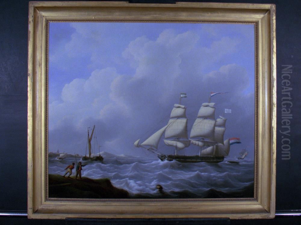 Het fregatschip 'Helena Christina' Oil Painting by Martinus Schouman