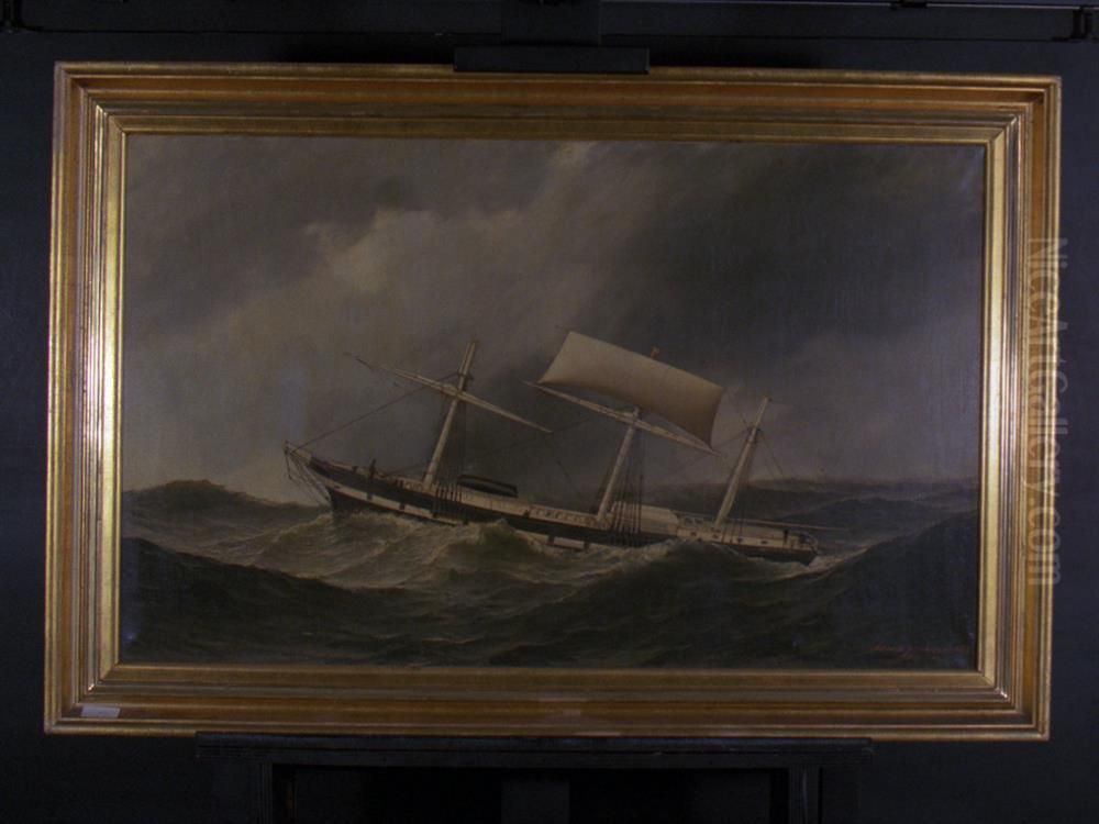 Koopvaardijbark 'Nereus' in nood Oil Painting by Antonio Nicolo Gasparo Jacobsen