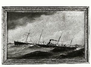 Het s.s. 'Rotterdam' (II) van de Nederlandsch- Amerikaansche Stoomvaart Maatschappij op volle zee