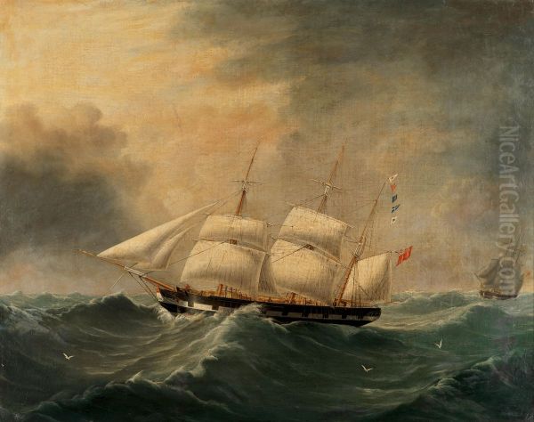 The Canadian barque Victress in two positions Oil Painting by Joseph Heard