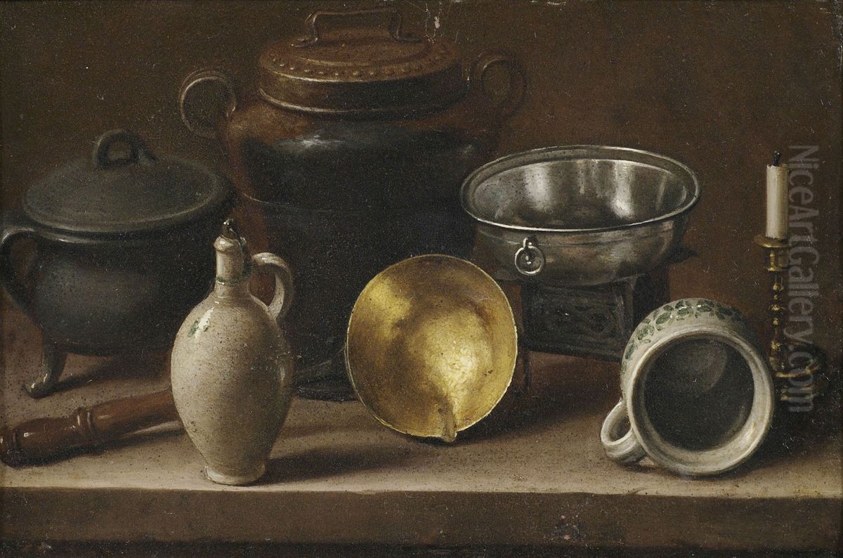 Still-life with kitchen ware Oil Painting by Martin Dichtl