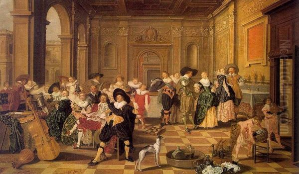 Banquet Scene in a Renaissance Hall Oil Painting by Dirck Hals