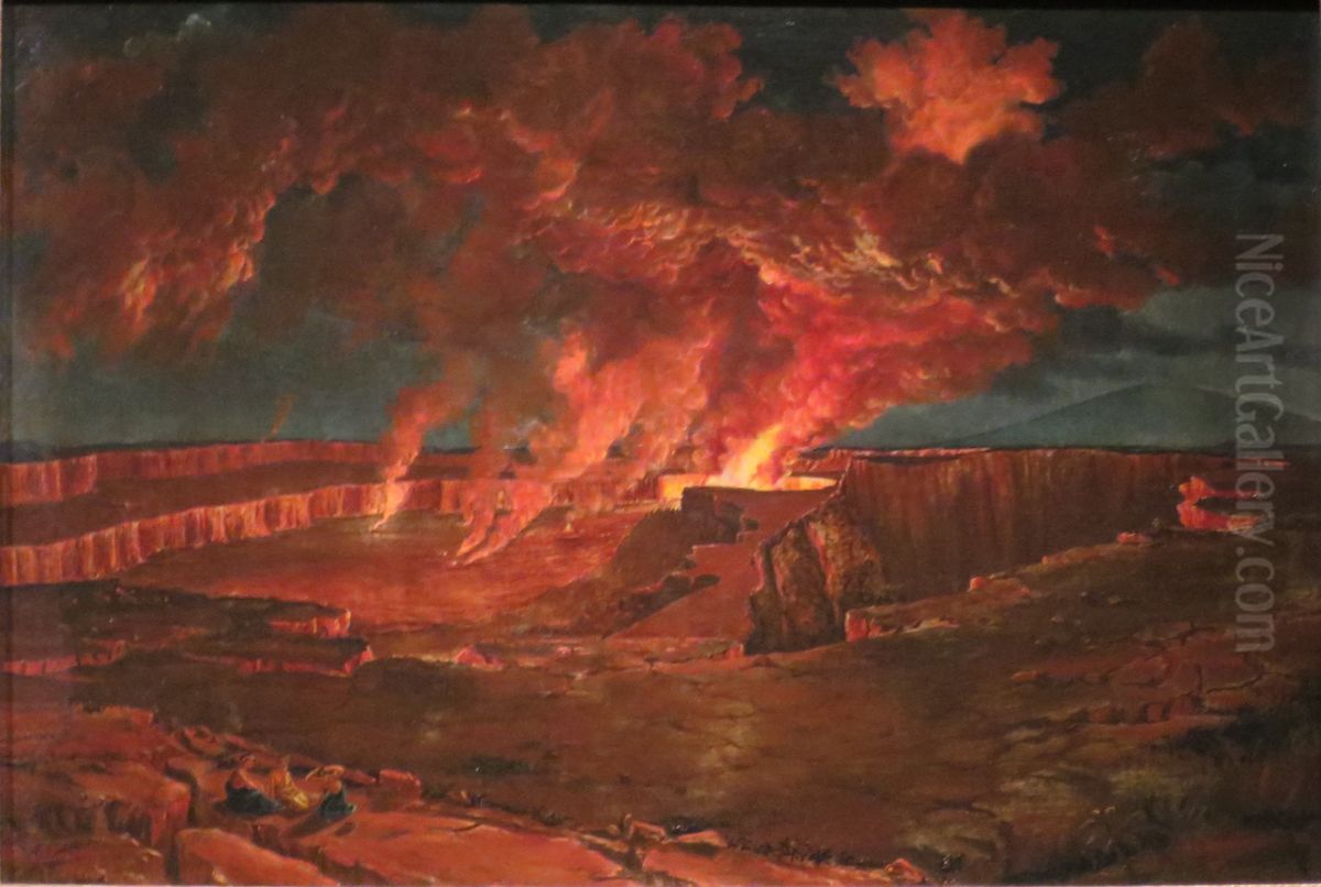 Kilauea by Night Oil Painting by Titian Peale