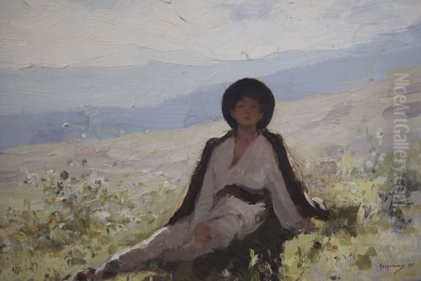 Young Shephard Oil Painting by Nicolae Grigorescu